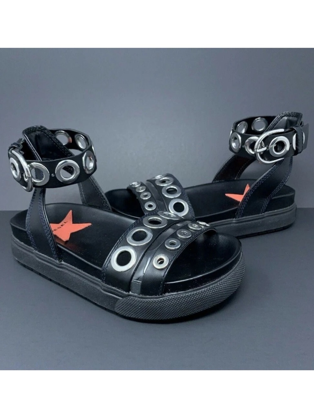 Diesel Women's Black Leather Grand Sa-grand Lce - Sandals Size: EU39 US9